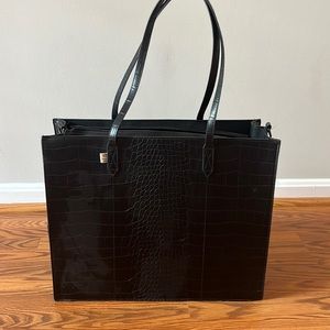 Beis Large Work Tote Black Croc